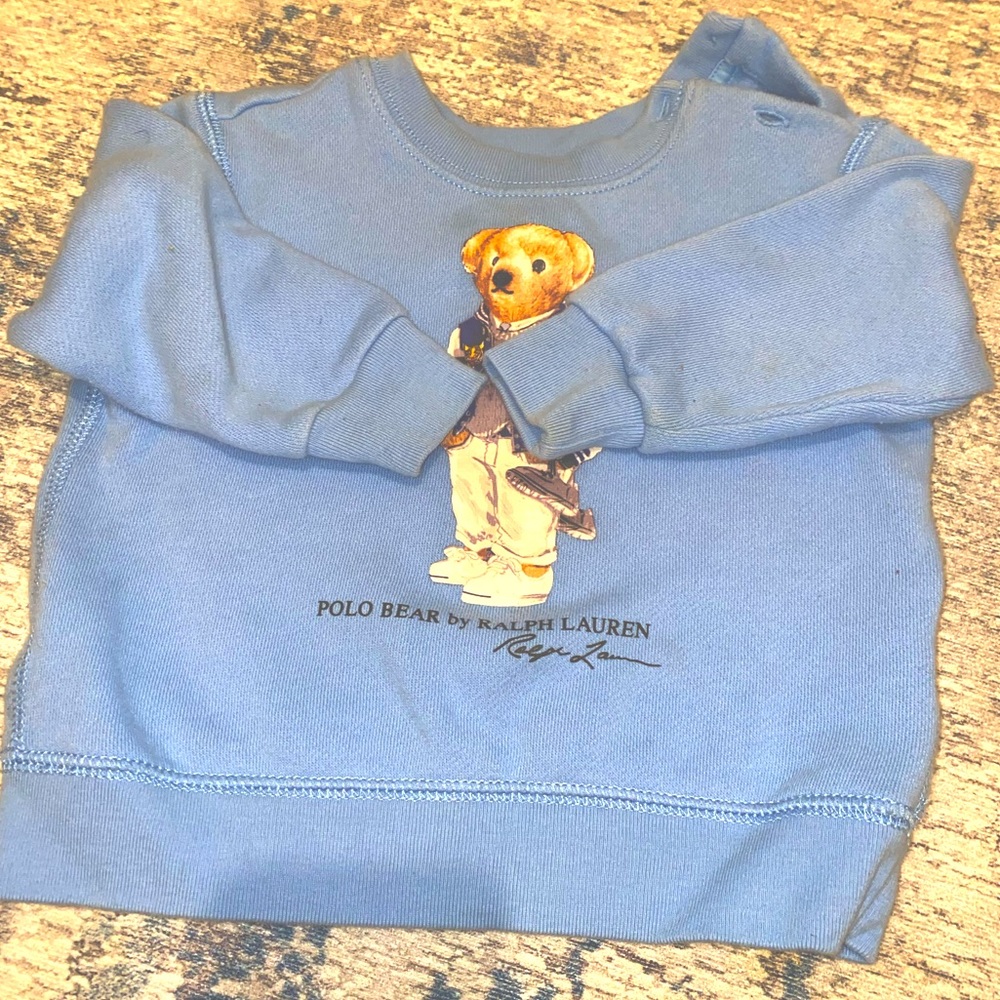Baby blue newborn Ralph Lauren sweatshirt 12m